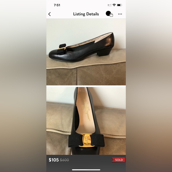 salvatore ferragamo kitten small heel with bow 7narrow Italy so darn cute carla - Picture 7 of 11